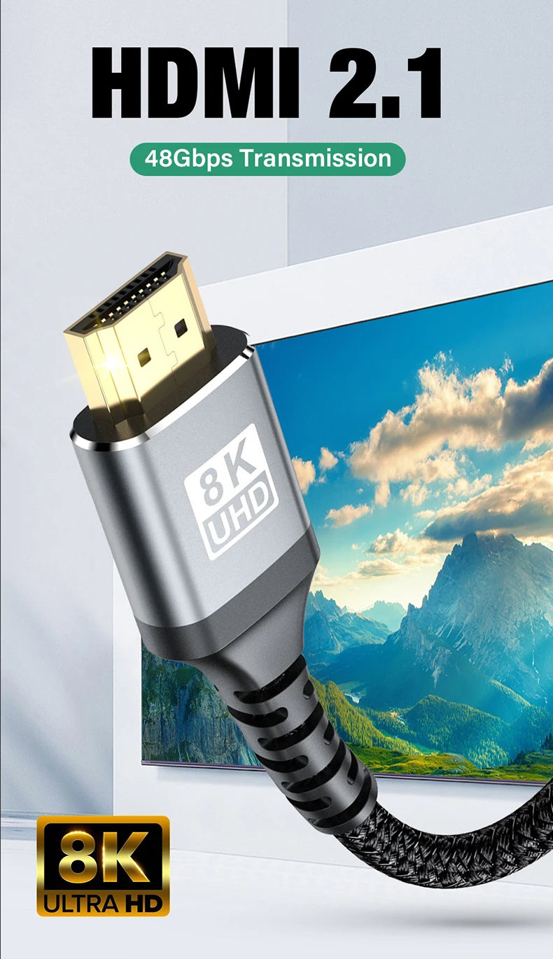 Ultra High Speed HDMI Cable For TV Laptop PC PS4 PS5 Nintendo Switch 8K 60HZ 4K 120HZ HDR HDCP 5M 7M 1 2 3 5 7 Meters Long Cord
