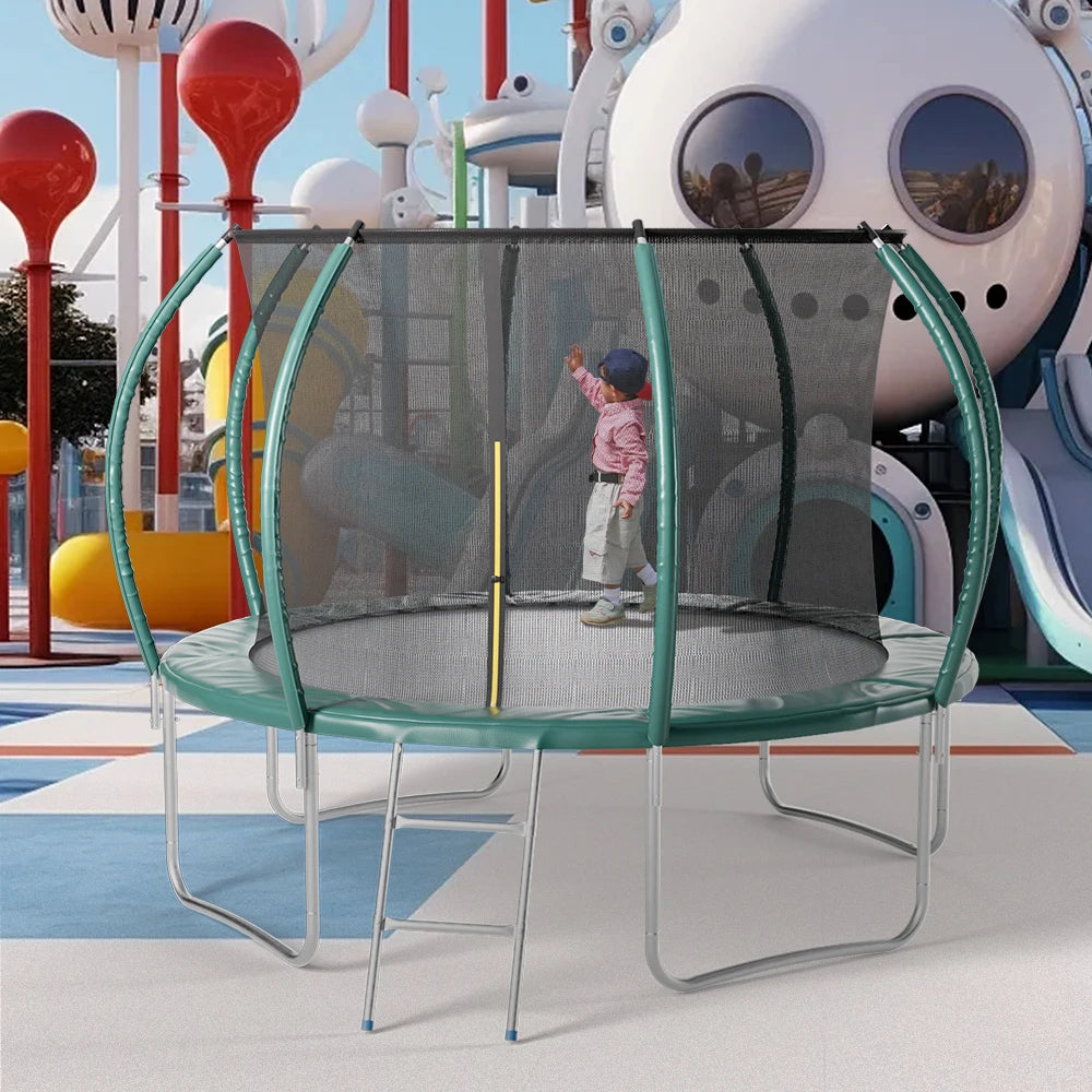 【Breeins】Outdoor Enclosure Trampoline with Ladder Exercise Workout Rebounder Sport Trampoline Handle Adults Jumping Training