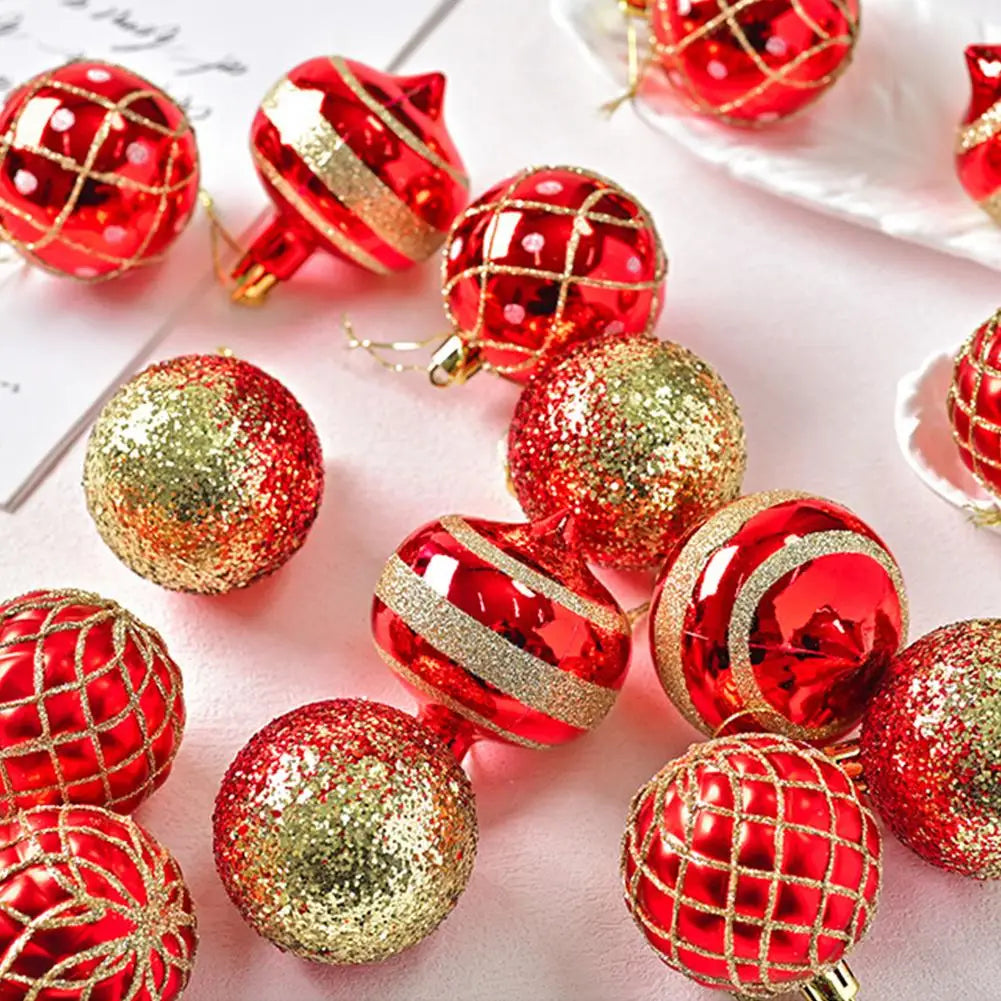 16PCs/Box 6cm Shiny Glitter Christmas Ball Ornaments Shatterproof Christmas Tree Hanging Ornaments Pendants Party Decorations