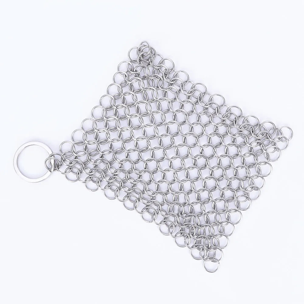 Bowl 10x10cm Cookware Wok Chainmail Circular Ring Square Scrubber Pan Brush Stainless Steel Kitchen Tool Cast Iron Cleaner
