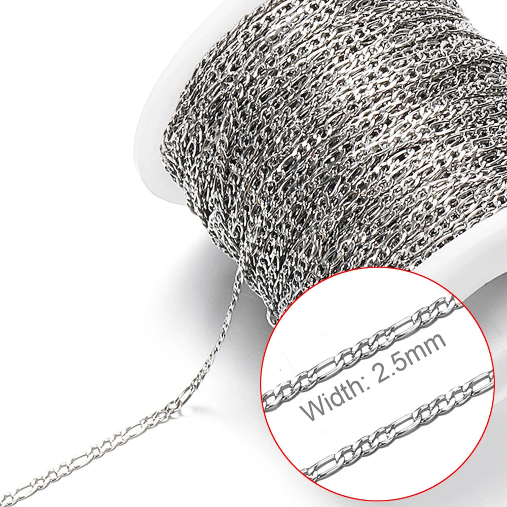 No Fade 2Meters Stainless Steel Chains for Jewelry Making DIY Necklace Bracelet Accessories Gold Chain Lips Beads Beaded Chain