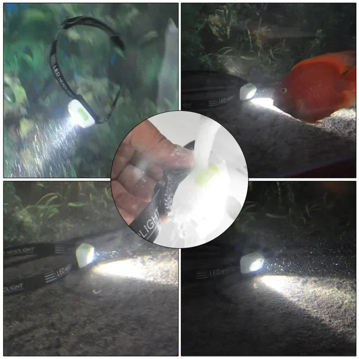 Mini LED Headlamp USB Rechargeable Headlight Wave Sensor Head Flashlight Outdoor Houshold Lamp for Camping Hiking Emergency Fish