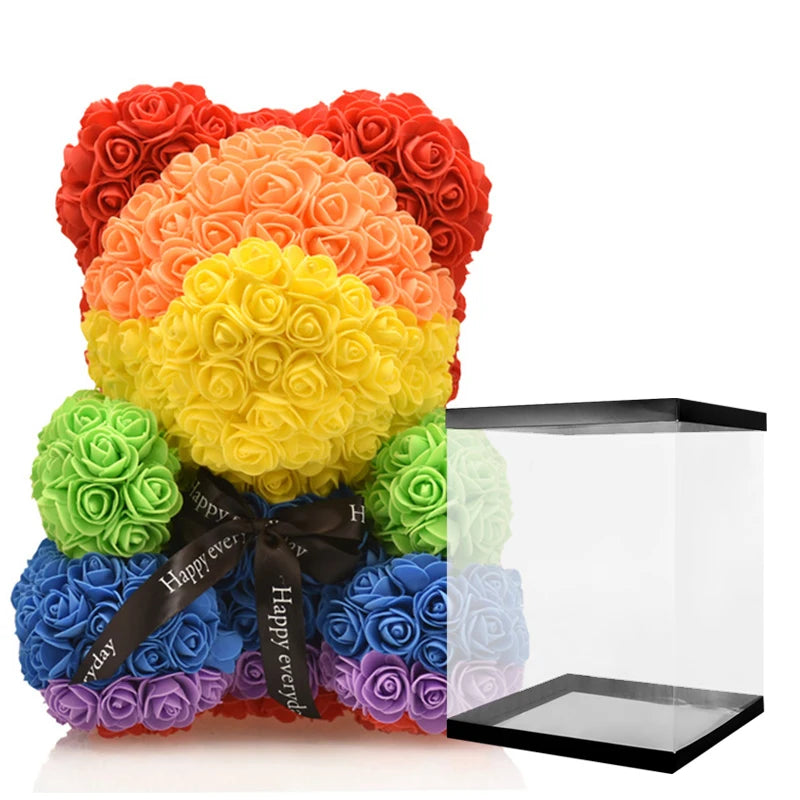 Girlfriend Gifts 25cm/40cm Soap Foam Bear Rose Teddy Rose Bear Artificial Flowers Wedding Birthday Valentines Gift for Women