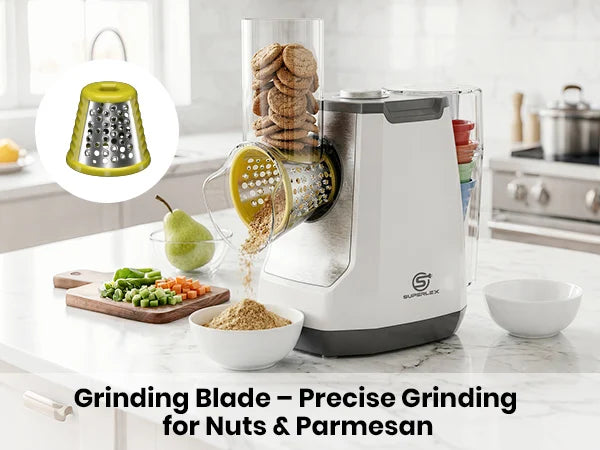 SUPERLEX 5 in 1 Electric Grater 150W Motor Easily Puts In Large Food For egetable Cutter & Slicer Kitchen Cheese Chopper Machine