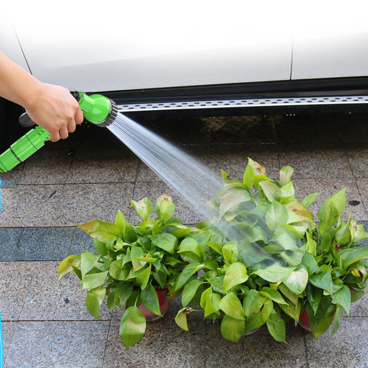 BRIEFNESS Retractable Garden Hose Heavy Duty 3X Flexible Anti Kink Water Pipe 7 Function Nozzle for Car Wash Garden Irrigation
