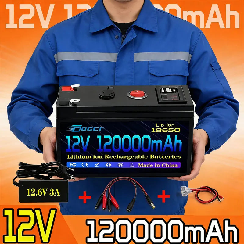 12V Battery 100Ah 18650 🔋2026 Rechargeable LiFePO4 Lithium Battery Built-in 5V 2.1A Usb Power Display Port Charger