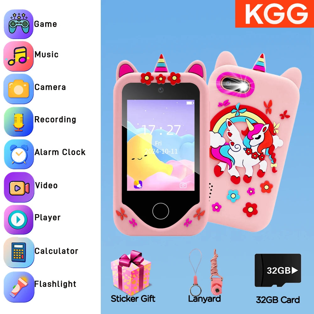 Kids Smart Phone Educational Toys Dual Camera Music Player Baby Phone With 32G Memory Game Learning For Boy Girls Brithday Gifts