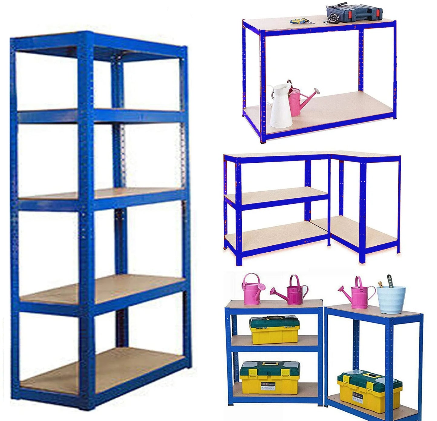 5 Tier Metel Garage Shelf Unit 150x70x30cm, Heavy Duty, Boltless Design, for Warehouse Workshop Office, 875kg Total Capacity