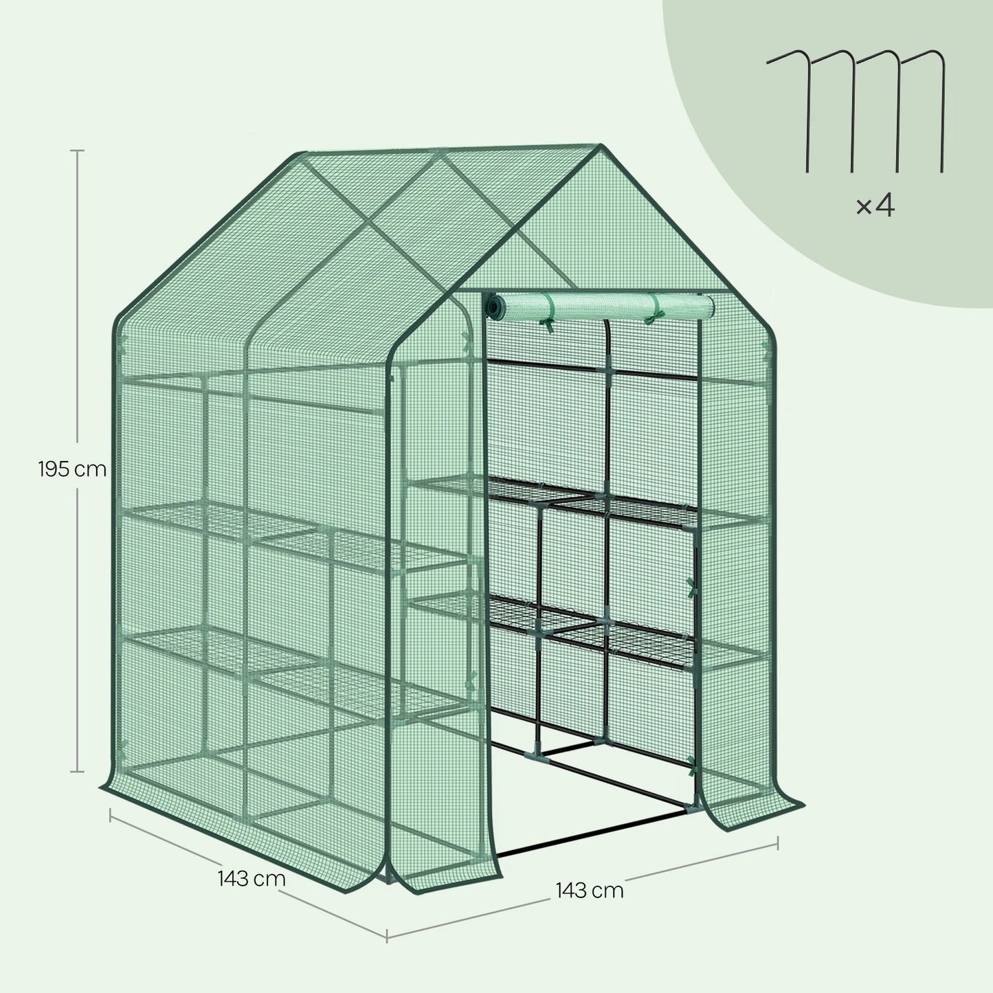 WOLTU Garden Greenhouse Wintering Tent with 3 Shelves Reinforced PE Cover Windproof for Vegetables Flowers Plants