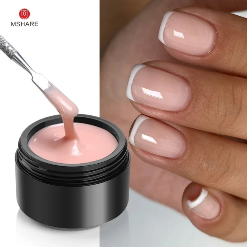 MSHARE 50ml Baby Pink Builder Nails Gel Hema Tpo Free Gel Nail Construction Self Leveling Gel for Nail Extension UV Led