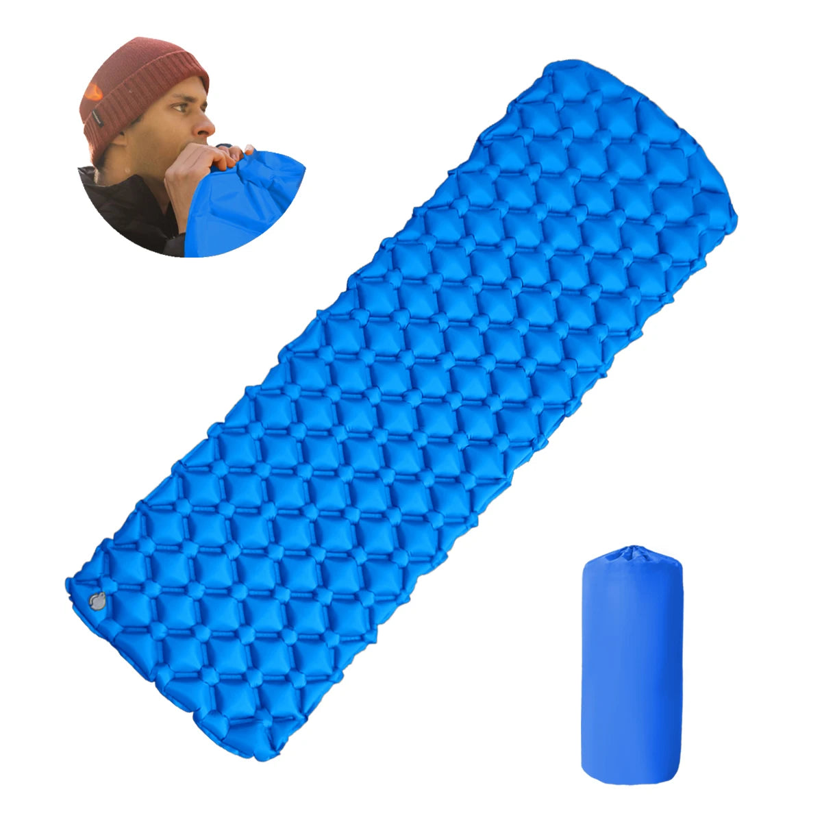 Outdoor Camping Sleeping Pad Folding Sleep Mat Beach Inflat Mattress with Pillows Ultralight Air Mat Travel Hiking New