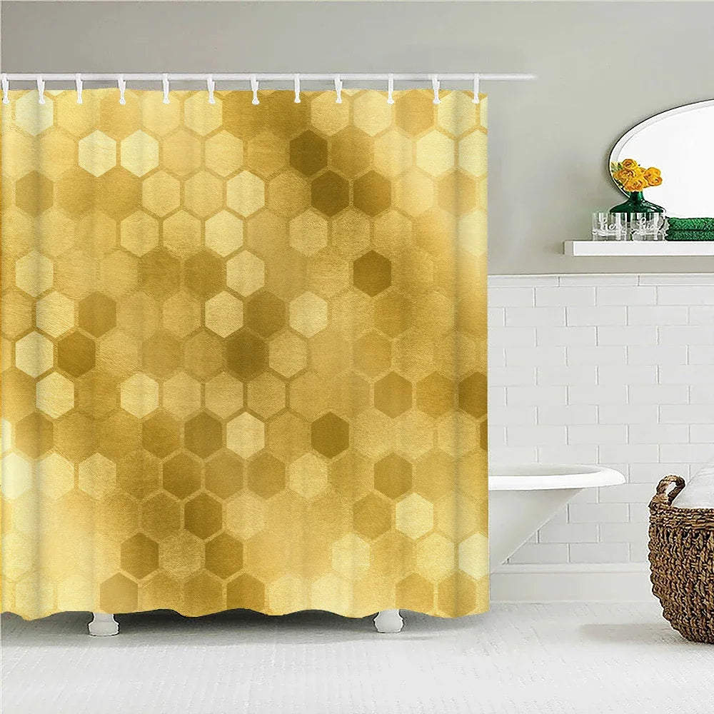 Colorful Stripes Shower Curtain Waterproof Polyester Fabric Geometry Bathroom Curtain 180 x 200cm with Hooks Shower Curtain