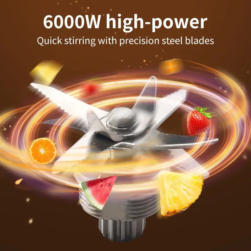 6000W Heavy Duty Commercial Blender Food Processor Stationary Mixer Ice Smoothies for Kitchen High Power Juicer Blender BPA Free