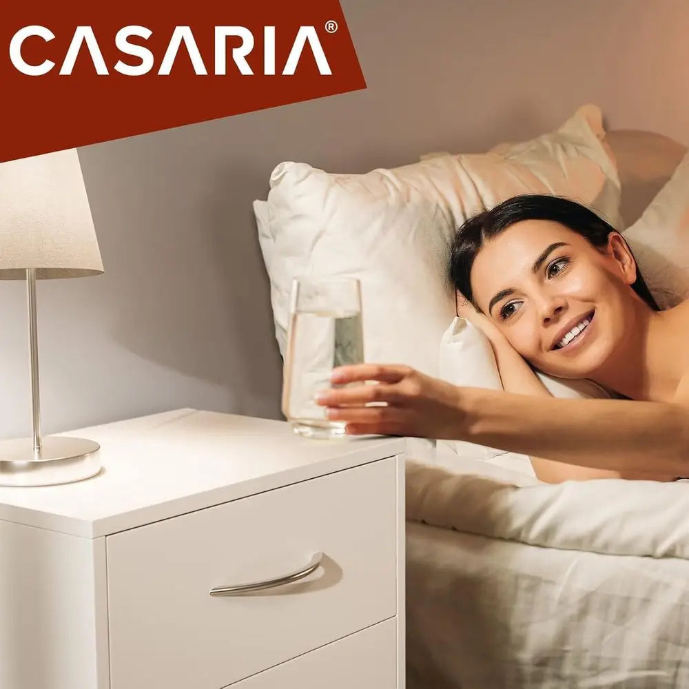 Compact White 3-Drawer Nightstand with Cable Management and Anti-Tip Safety for Bedroom Storage