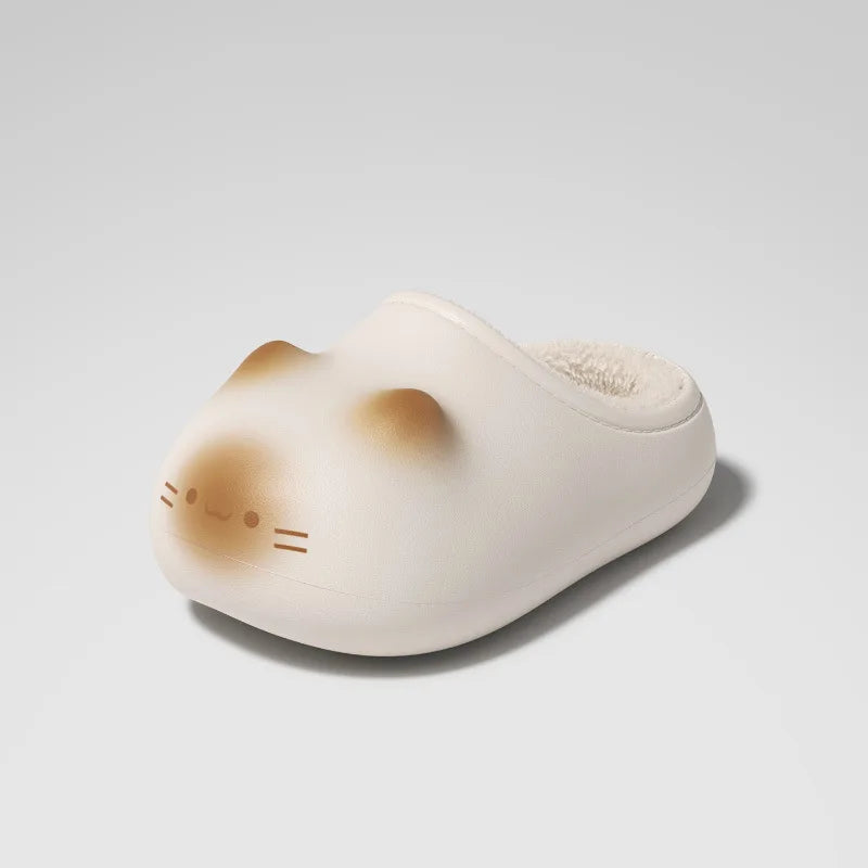 Kawaii Kitty Designer Slippers Women's Bottom Cat Paw Shoes Winter Warm Waterproof Mules Clogs Woman Kitten Home Slipper Adult