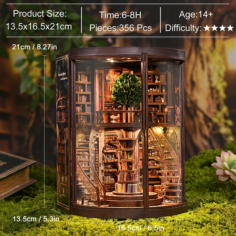 NEW DIY Wooden Book Nook Figurines Miniatures Doll House Kit 3D Puzzle Bookend for Friends Birthday Gifts Home Decor Crafts