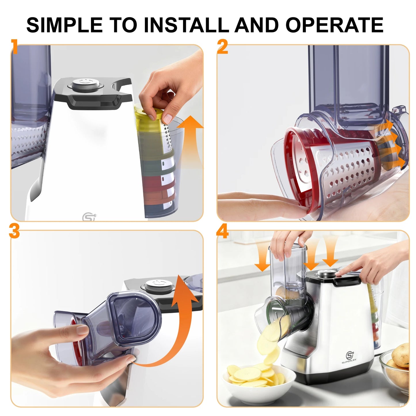 SUPERLEX 5 in 1 Electric Grater 150W Motor Easily Puts In Large Food For egetable Cutter & Slicer Kitchen Cheese Chopper Machine