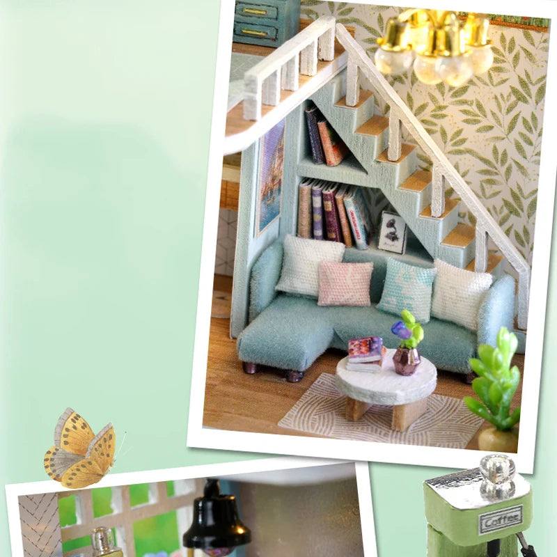 DIY Wooden Doll Houses Mini Assembly Handmade Small House Creative Scene Decoration DollHouse For Toys Birthday Gifts