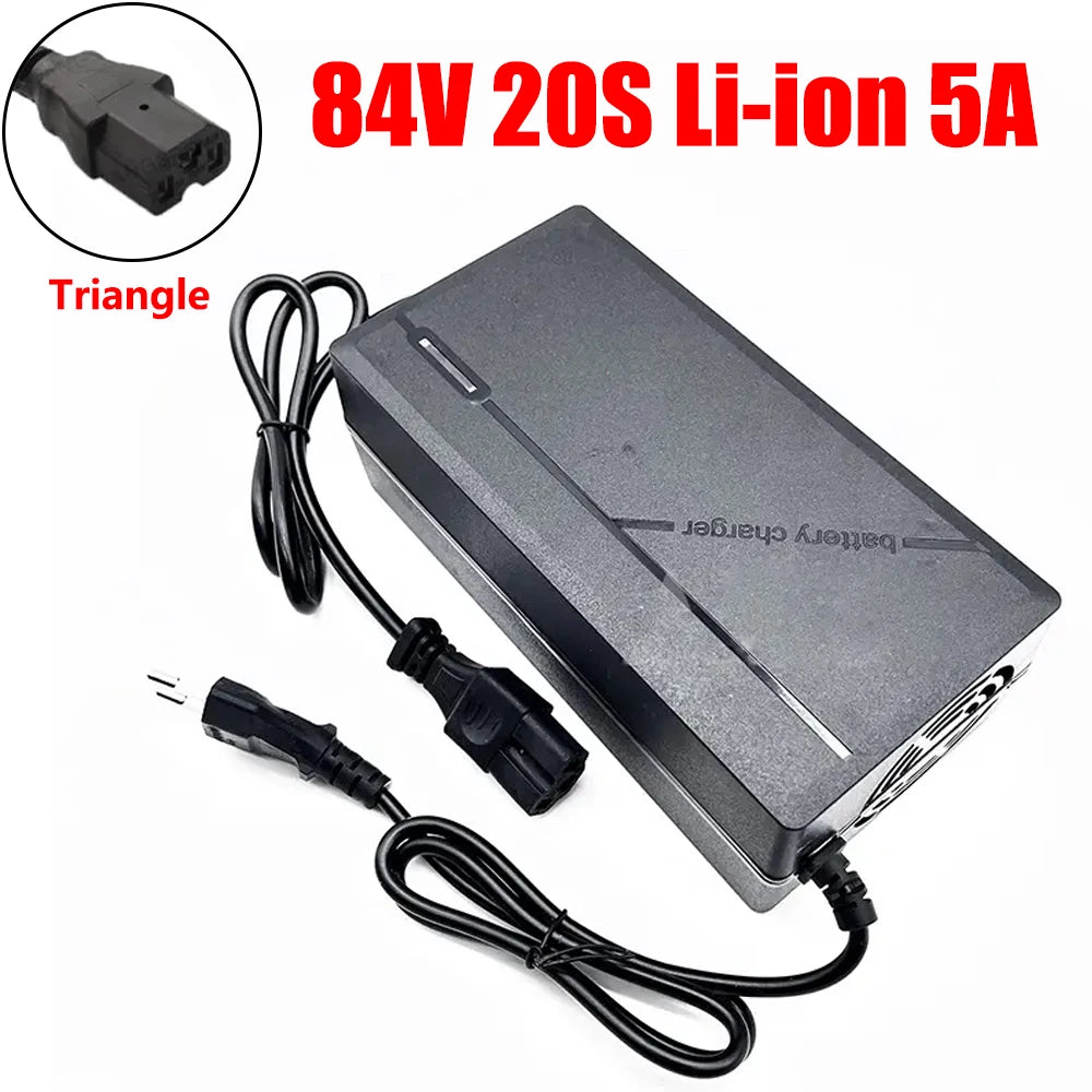72V Charger 5A 20S Lithium-ion Battery Pack Charger 84V 5A Intelligent Fast Charging EU / US Plug With Cooling Fan