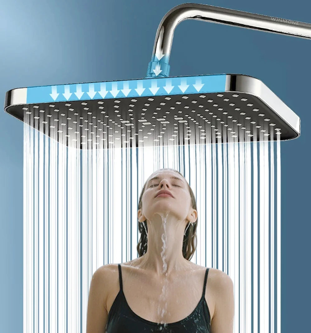 Large Flow High Pressure Shower Head Spray Bathroom Rain Shower Silicone Water-saving Nozzle Pressurization Handheld Accessories