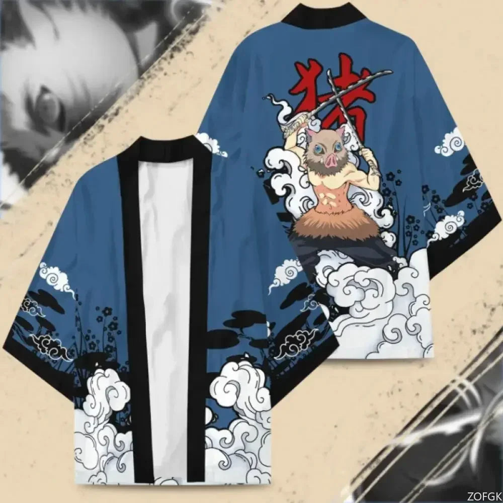 Summer Devil Killer Cosplay Male Japanese Anime 3D Printed Casual Half Sleeved Top Cardigan