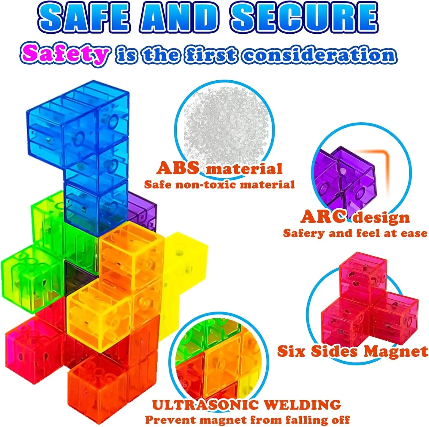 Magnetic Building Blocks 3D Puzzle Cubes Multi Shapes Magnetics Blocks with 54 Guide Cards Educational Stress Relief Fidget Toys