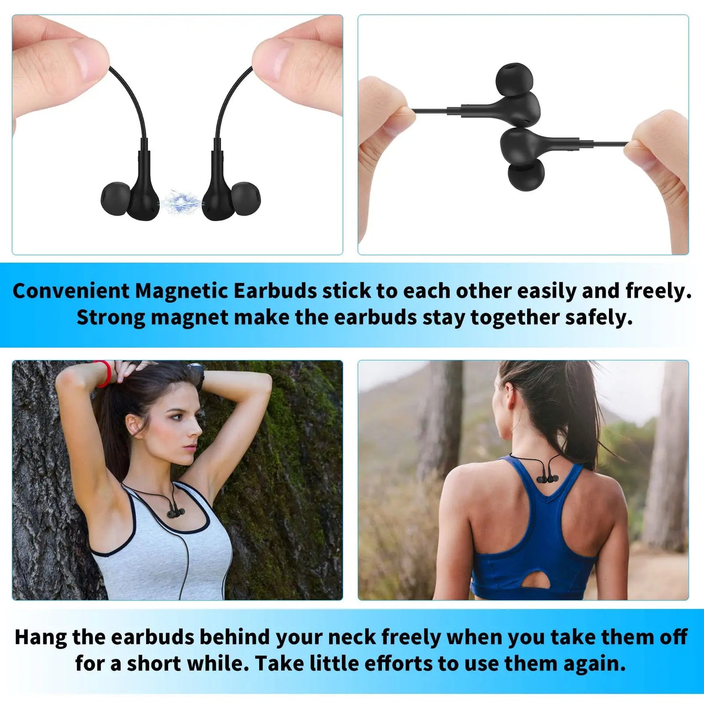 USB C Headphone for Samsung Galaxy S24 S25 S26 Ultra A17 A54 Magnetic Wired Earbuds Noise Canceling in Ear Earphones with Mic