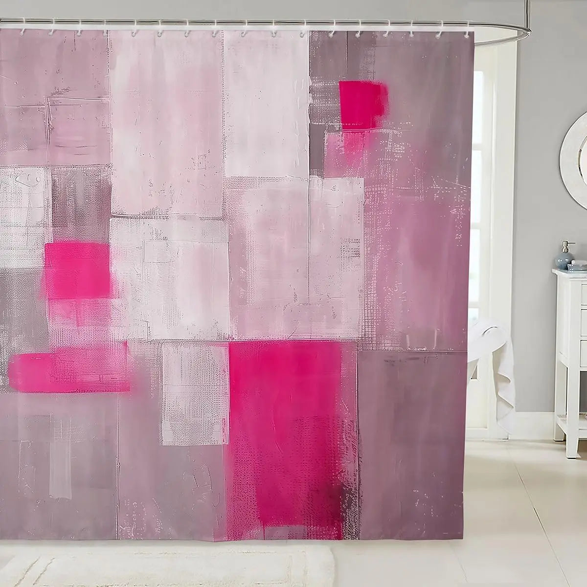 Checkered Grid Shower Curtains Buffalo Plaid Bathroom Curtain for Kids Women Men Black Brown Bathroom Accessories Geometric