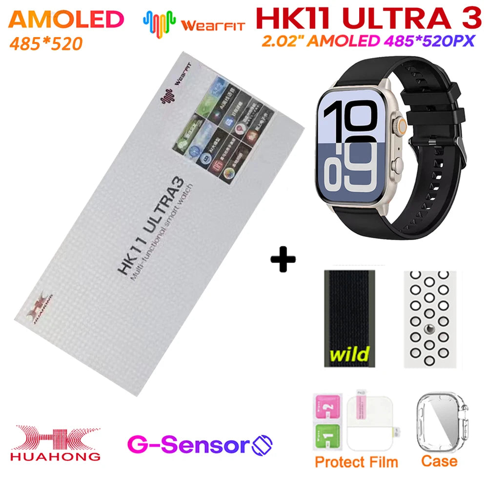 Upgrade Hk11 Ultra 3 Gen2 SmartWatch 4GB ROM AI ROBOT AMOLED Network 49mm G-Sensor ChatGPT NFC Compass GPS 3D Menu Music Watch