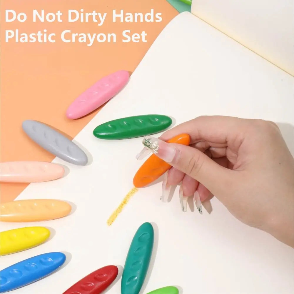 12/24/36 Colors Children Do Not Dirty Hands Plastic Crayon Set Creative Painting Tools Peanut Shaped Washable Erasable