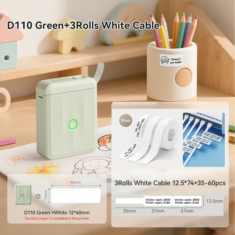 NIIMBOT D110 Upgraded Version Thermal Label Printer Mini Portable Smart Label Maker With Tape for Office Home Kitchen School