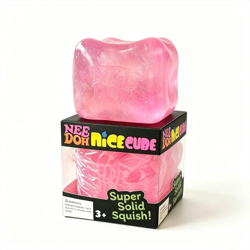 Needoh Nice Berg Giant Sensory Cube Maltose Toy 4 Pack Mini Baby Teenie Cube Squeeze Slow Rebound Stress Reliever Sensory Play