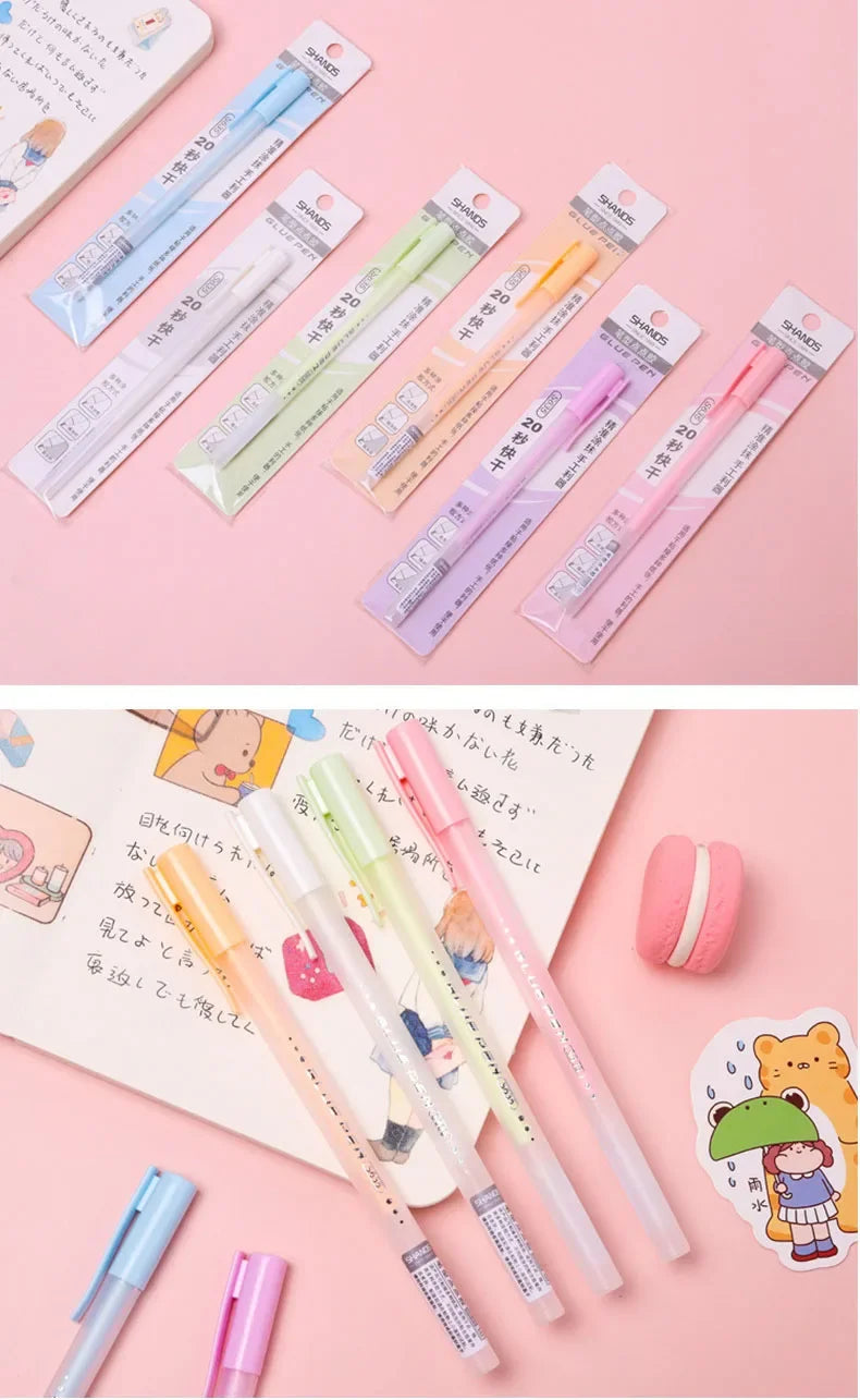 Candy Color Glue Pen Handbook Dispensing Pen Quick-Drying Dot Gule Stick DIY High Viscosity Glue School Office Supplies