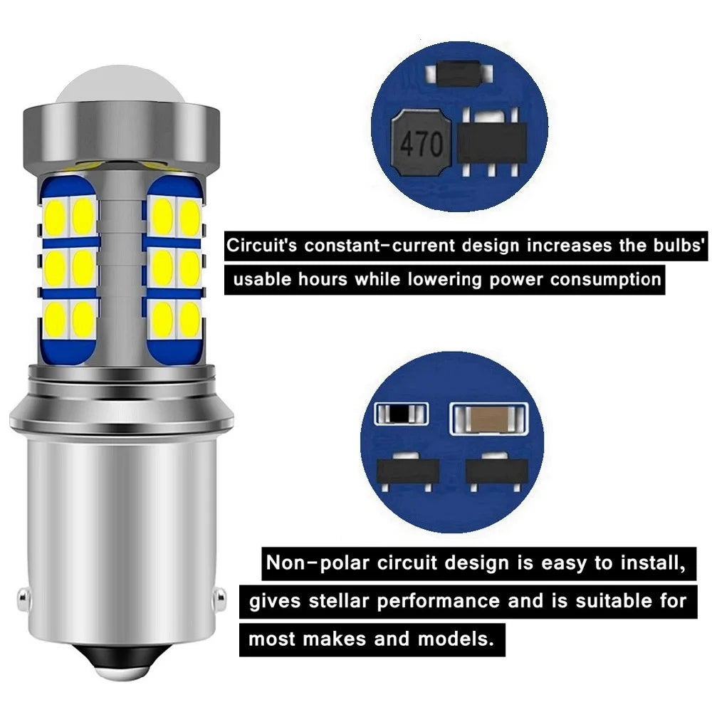 2Pcs P21W LED P21/5W Led Bulbs 1157 BAY15D PY21W BAU15S 1156 BA15S R5W Super Bright Car Brake Light Auto Backup Reverse Lamp 12V