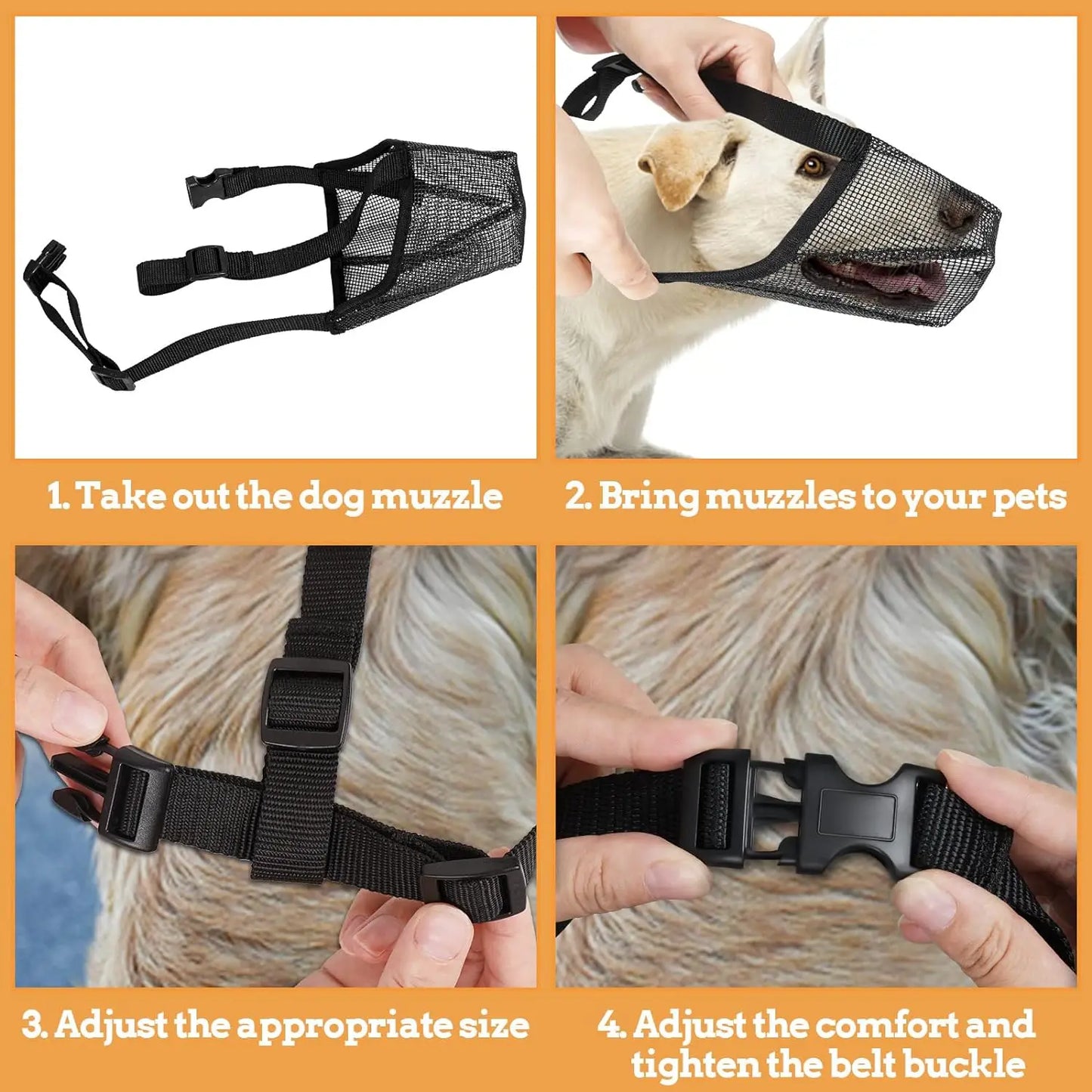 Dog Muzzle, Soft Mesh Covered Muzzles  Poisoned Bait Protection With Adjustable Straps, Prevent Biting Chewing And Licking