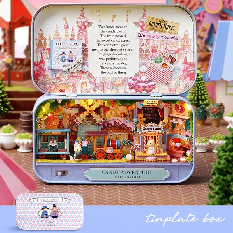 DIY Wood DollHouses Handmade Funny Box Theatre Miniature Box Cute Doll Houses 3D Puzzle Assembly Kits Birthday Gift Wooden Toys