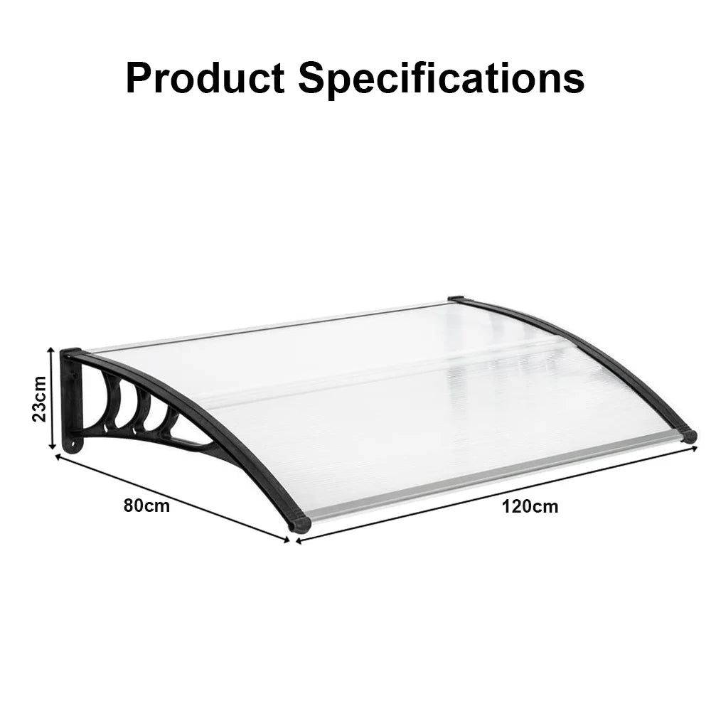 Door Canopy Awning Shelter Front Back Porch Outdoor Shade Patio Roof Rain Cover 120*80cm