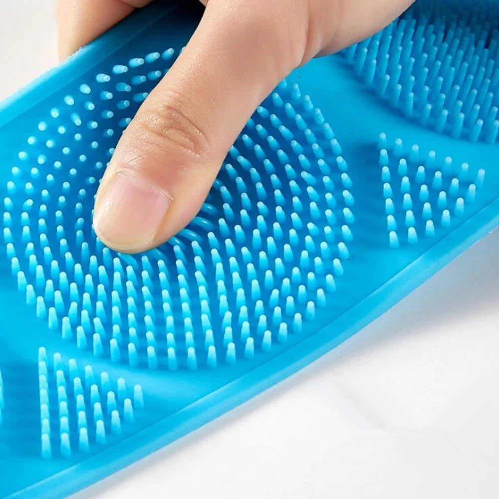 Exfoliating Brush for Feet Foot Wash Mat Brush Body Wash Scrubber in Shower Silicone Bath Massage Mat Back Brush Wall Mounted