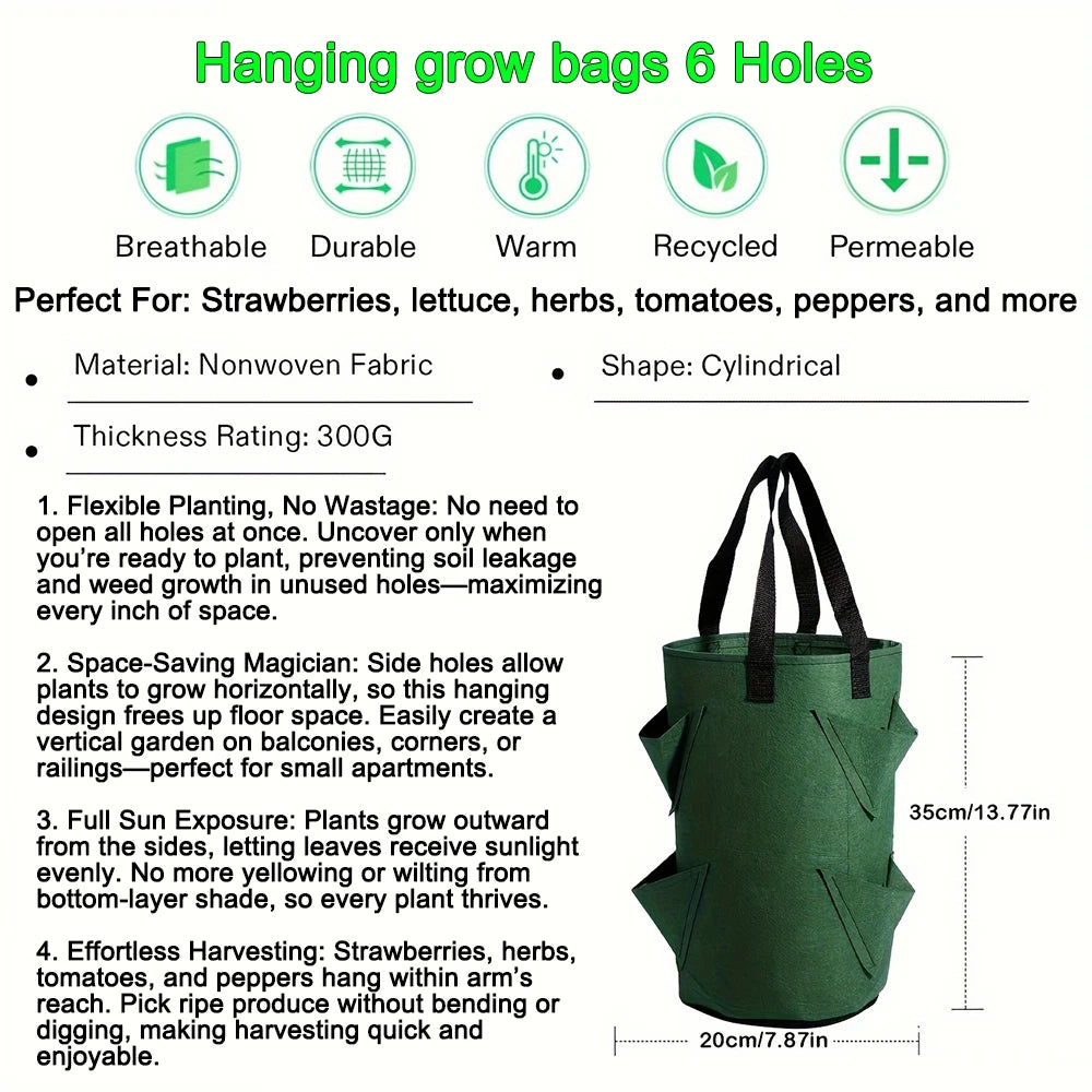Hanging Grow Bags for Strawberries & Tomatoes Hanging Planting Grow Bag Vertical Multi-Pocket for Herbs & Flowers Garden Gift