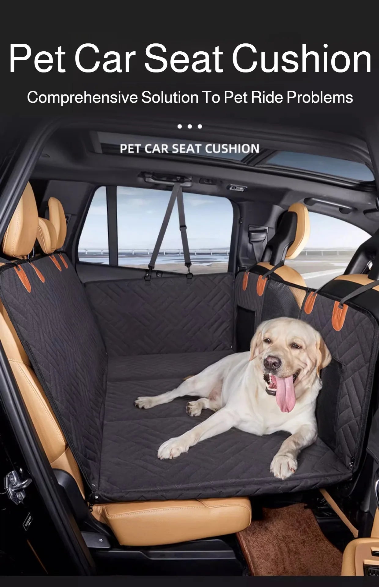 Winter Removable Car Seat Cover Back Seat Extension Dog Pad Waterproof Scratch Proof Nonslip Hammock Rear Seat Cushion for Pet