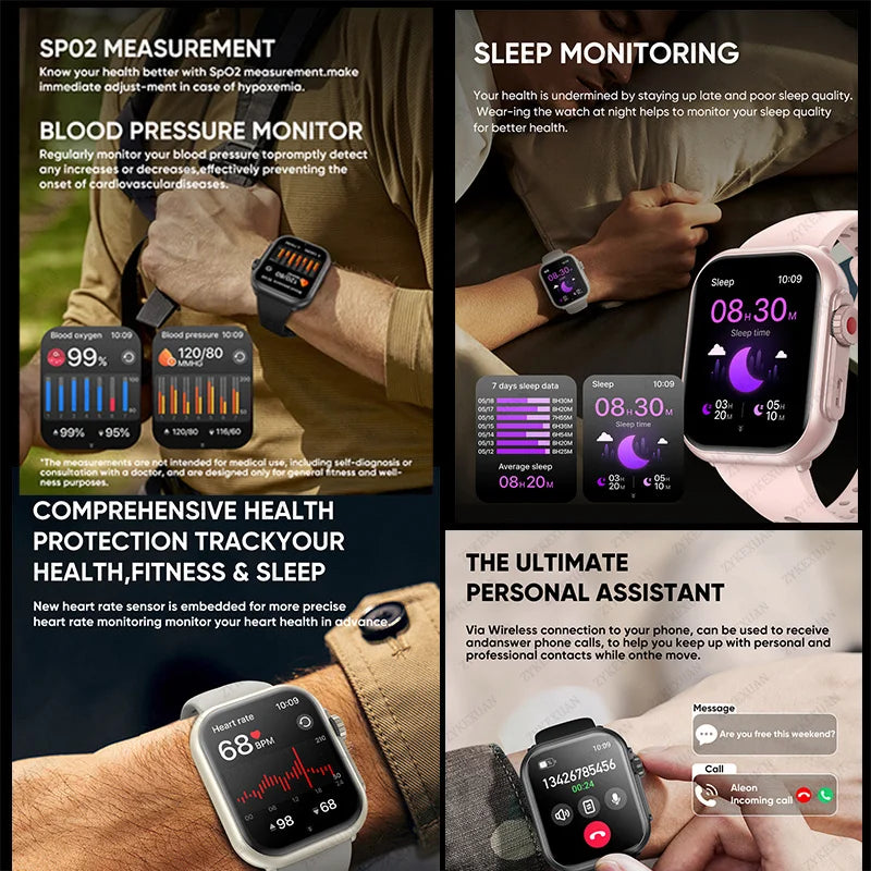 Watch Ultra K62 Men Women 1000mAh AMOLED 100+Sport Heart Rate HD Bluetooth Call GPS Track Waterproof Smart Watch For iOS Android