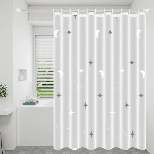 1pc Cute Star and Moon Galaxy Kids Shower Curtain Funny Cartoon Waterproof PEVA Bathroom Decor