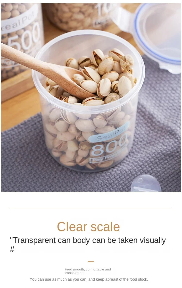 Plastic Sealed Storage Tank Large Capacity Clear Airtight Kitchen Organizer Grain Crisper Have Scale Spice Container Jars New