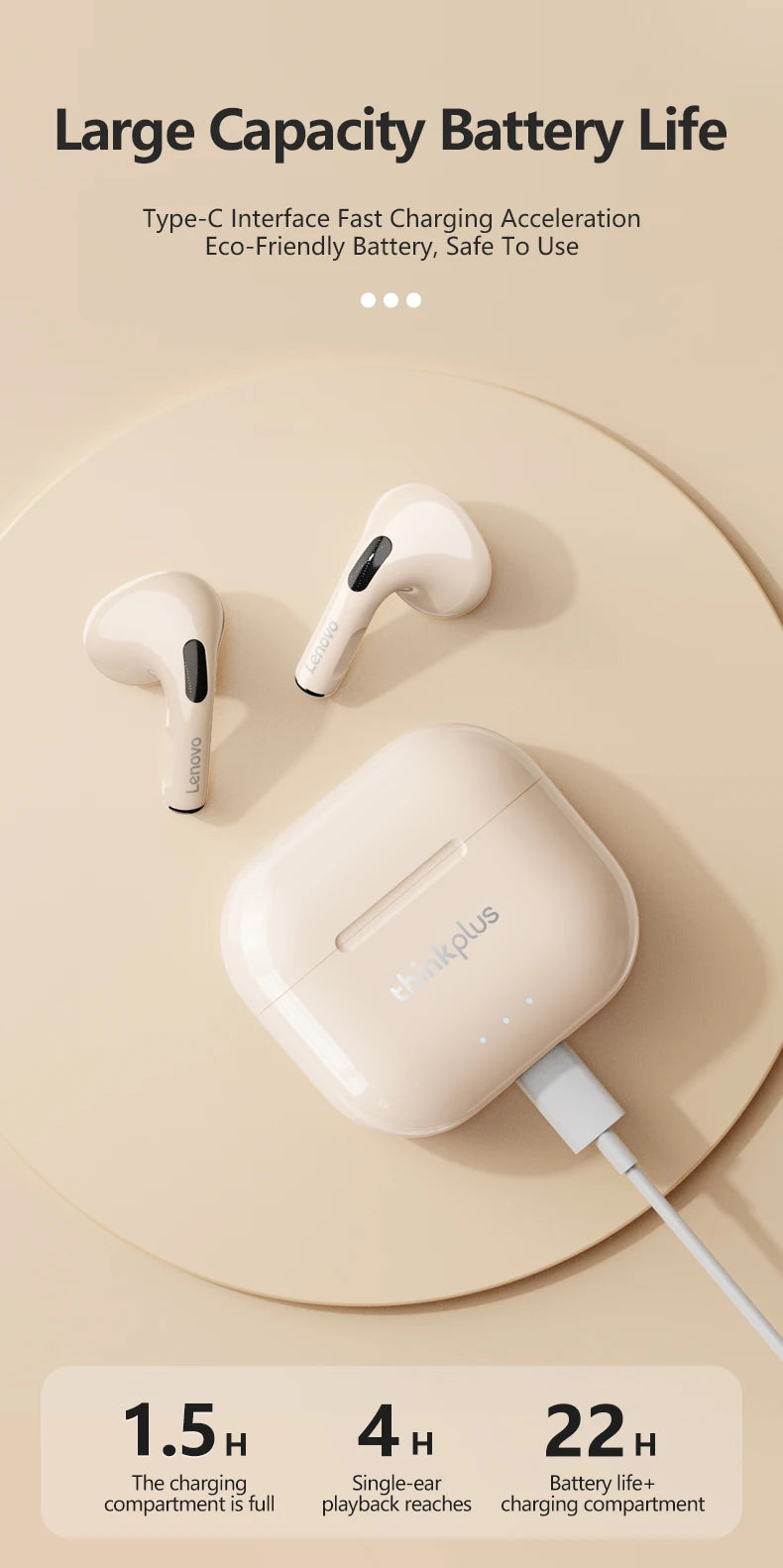 Lenovo LP40 II Earphones Original LP40 plus TWS Wireless Bluetooth 5.3 Headphones Sport Noise Reduction Touch Control Earbudss