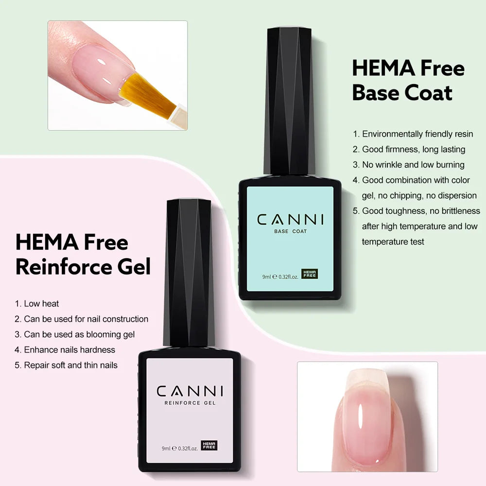 Canni Nail Gel Polish Jelly Nude Color HEMA FREE TPO FREE 9ml Transparent Semi Permanent Natural Nude French Nail Gel Lacquer