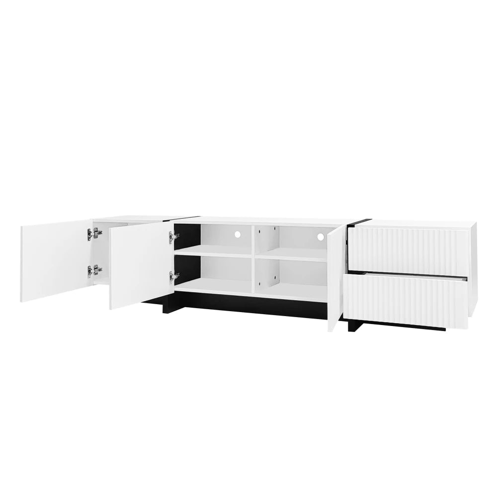 PINGGO Modern Large TV Cabinet 190cm Length Media Console with 3 Doors 2 Drawers, Storage TV Stand Entertainment Center