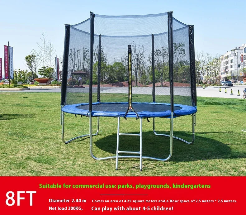 Outdoor Large Folding Trampoline with Safety Net Adult Coil Spring Bed Commercial Children Trampoline