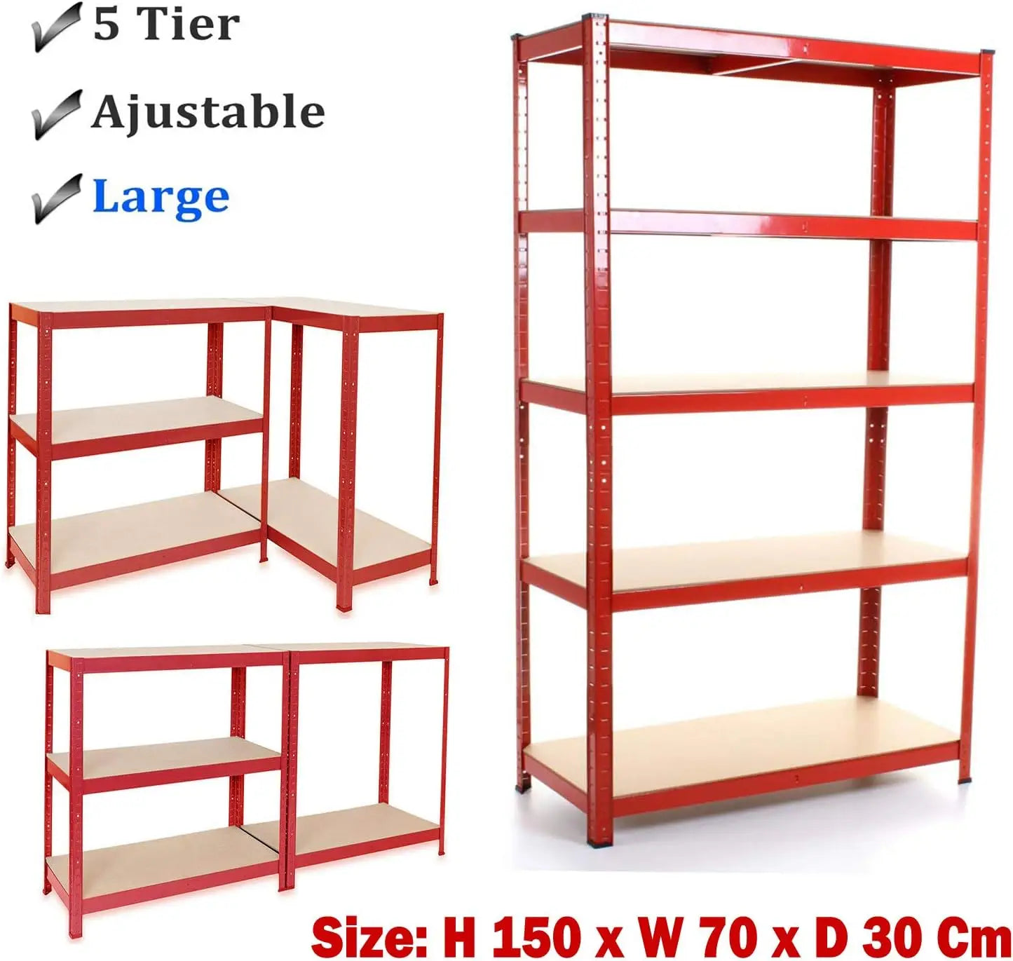 Adjustable Height Layout 5-Tier Heavy Duty Shelf 875kg Boltless Metal Rack Tool Free Assembly for Garage Warehouse Storage
