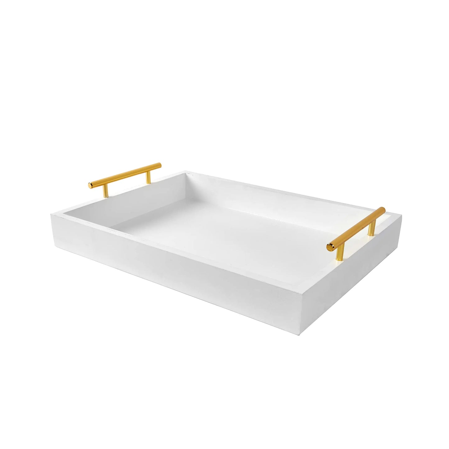 Large Serving Tray with Handles, Decorative Wooden Tray for Coffee Table, White Rustic Tray for Living Room, Bathroom & Outdoor
