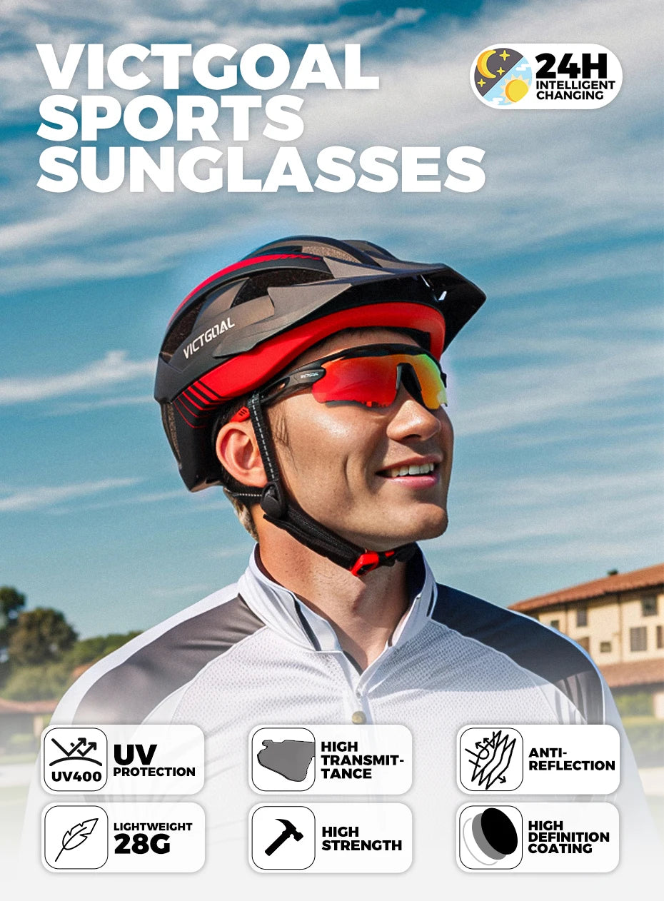 VICTGOAL Photochromic Cycling Sunglasses for Men Women Sports UV400 Protection Bicycle Eyewear MTB Mountain Road Bike Eyeglass
